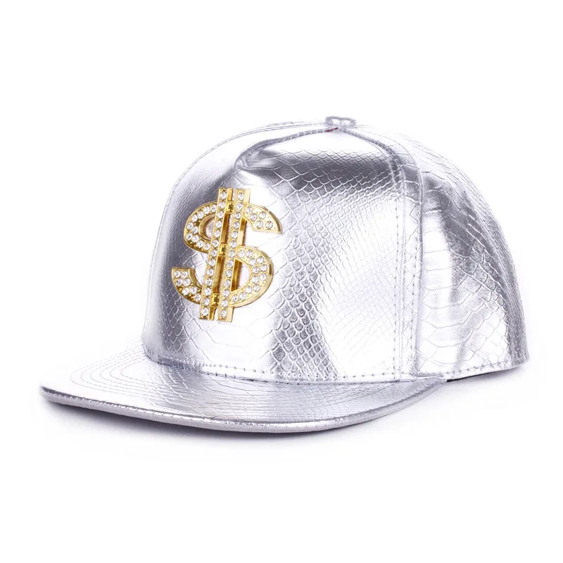 New Fashion Rock Crocodile Flat Brim Dollar Leather Hip-pop Baseball Cap Snapback Hat