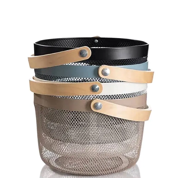 Новая Металлическая железная корзина для фруктов в скандинавском стиле портативная хранения с деревянной ручкой