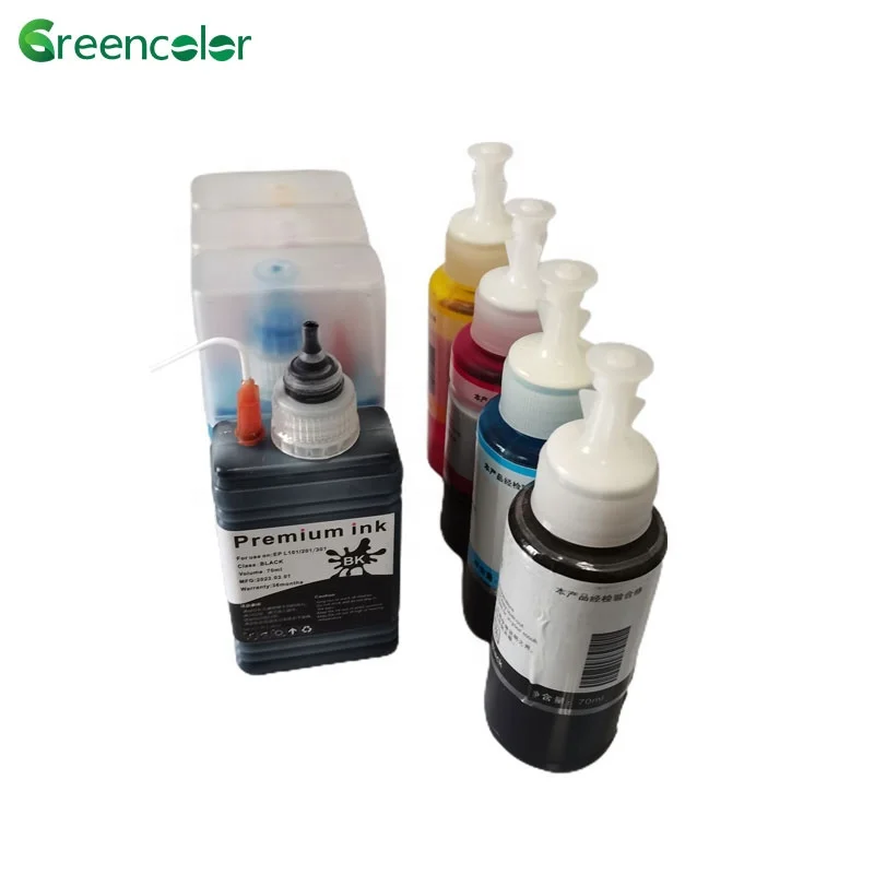 Greencolor New Patent 70/100/127ML Refill Dye Ink T664 for L110 L395 L220 L200 tinta epson 664 Compatible