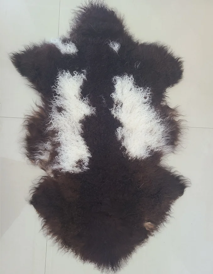 Natural spots Tibetan lambskin rug Tibetan Mongolian lamb Fur carpet