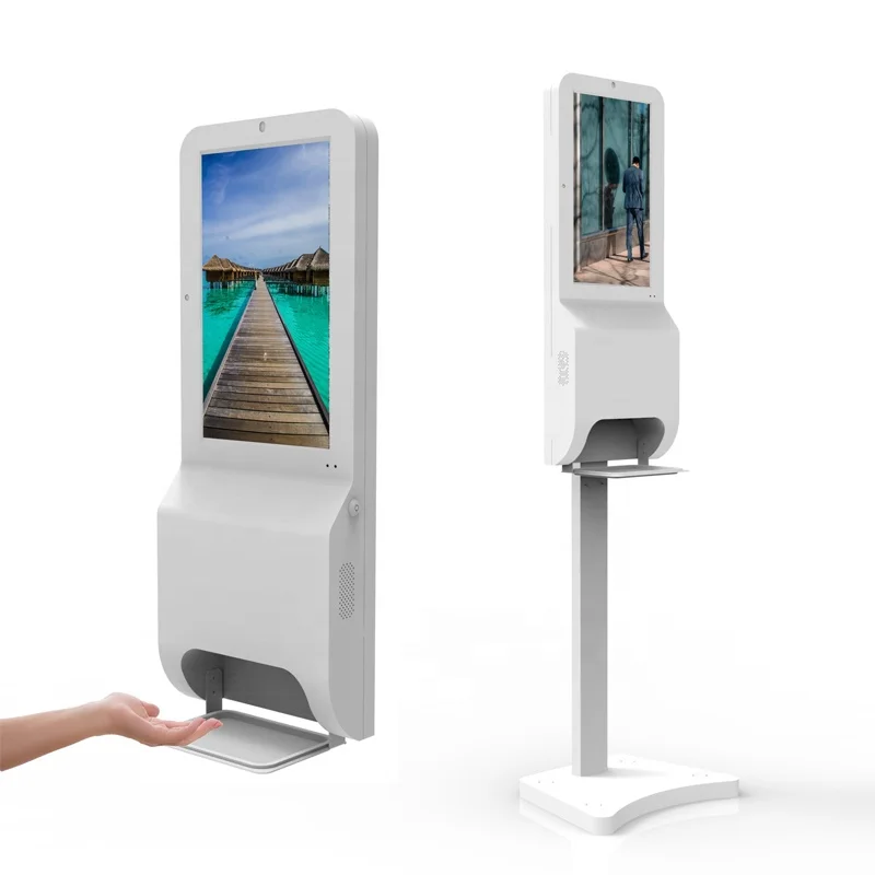 
china made 21.5 inch lcd tft advertising machine 1000 ml hand sanitizing face recognition advertising playerTemperature detectio 