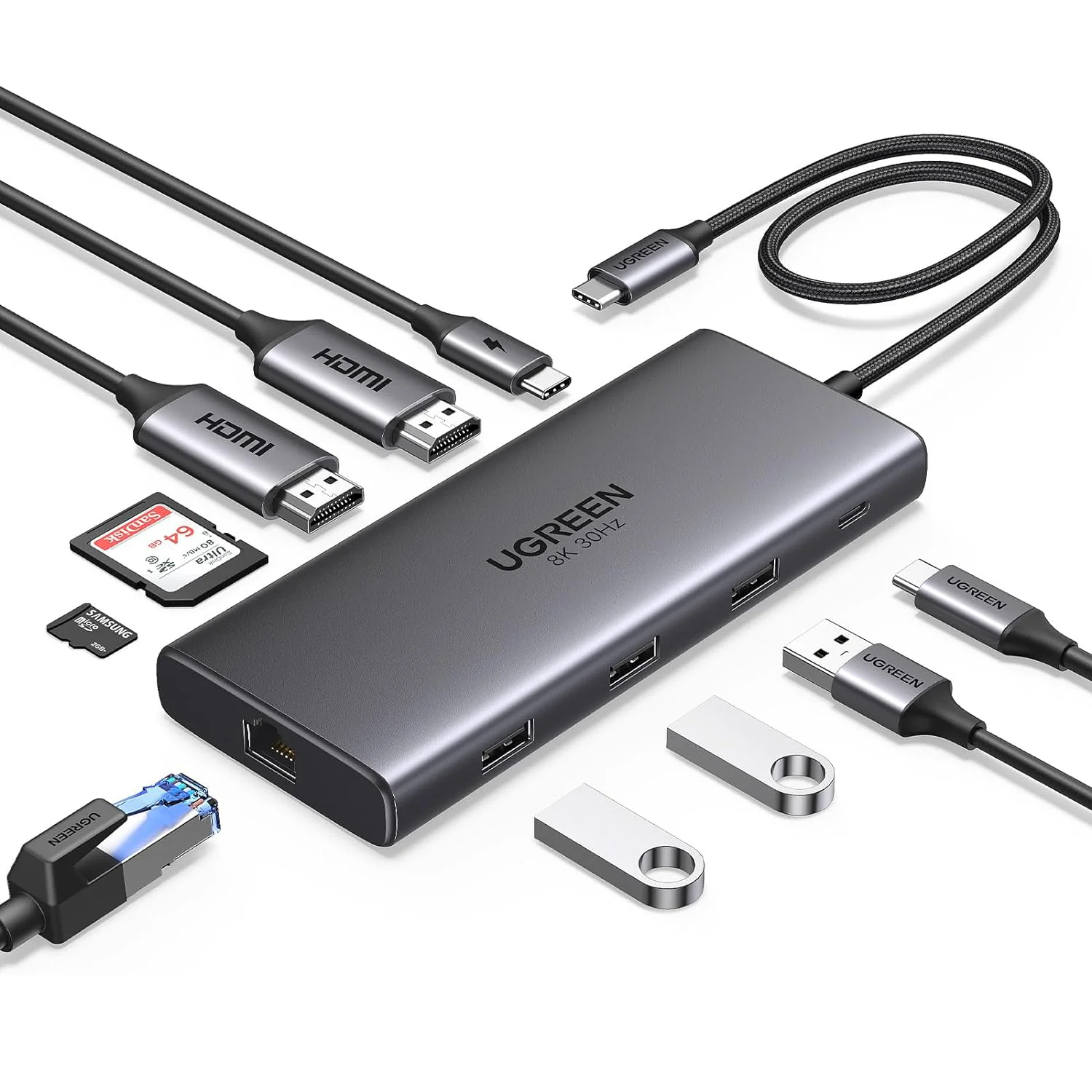 Док-станция OVOUDOK Pro 210 10 в 1, док-станция USB C, двойная HD-MI 4K @ 60 Гц, одиночная 8K @ 30 Гц, 100 Вт, PD 5 Гбит/с, USB C и USB-порт