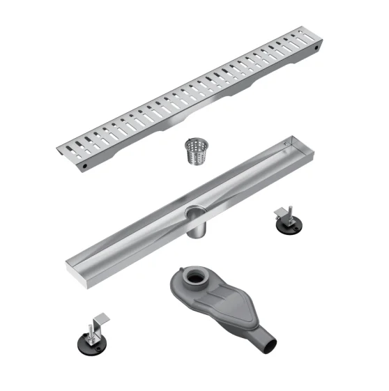 Hot Sale 304 Stainless Steel Shower Floor Drain Anti-odor Conceal Long Square Channel Bathroom Drainer with Strainer