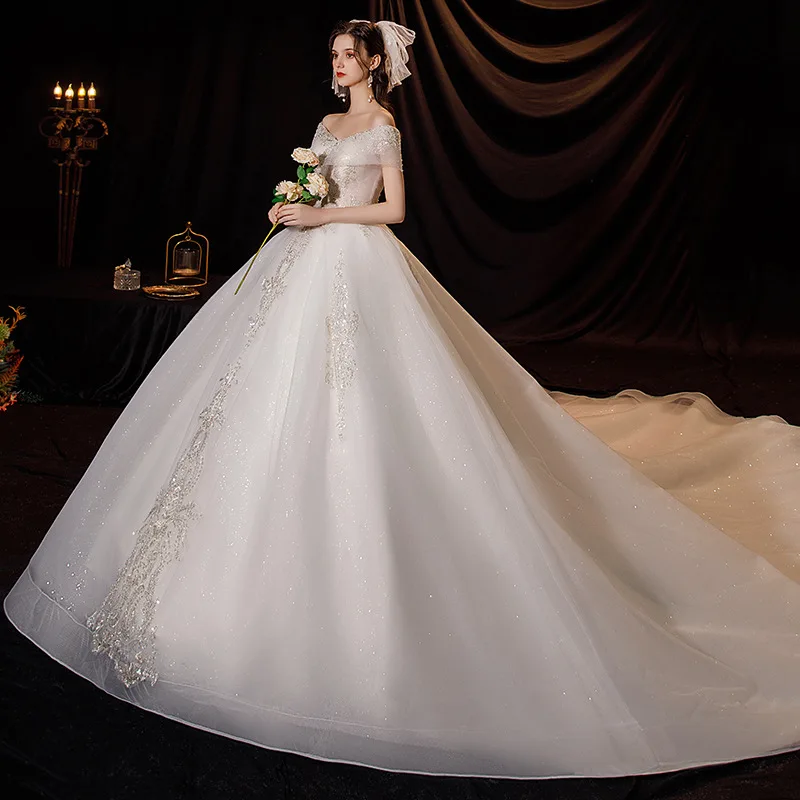 Luxury Rhinestone Heavy Beaded Wedding Gowns Handmade Gown Wedding Dresses Sleeveless Simple White Wedding