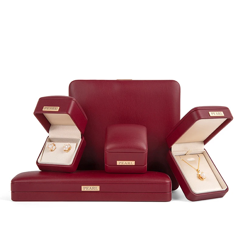 wholesale custom White Ring Necklace Joyero Box Packaging Luxury Jewelry Boxes Custom PU Leather Jewelry Packaging Box With Logo