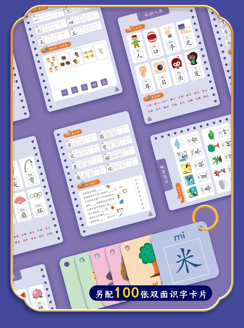 Saalin Learning Mandarin Chinese  Handwriting  Practice Wipe and Clean Chinese Writing Practice 6-8