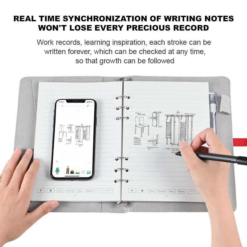 Custom A5 7 inch Screen MP4 Display Notebook Gifts Set Power Bank Smart Notebook Leather Magnetic Snap Business Smart Notepad