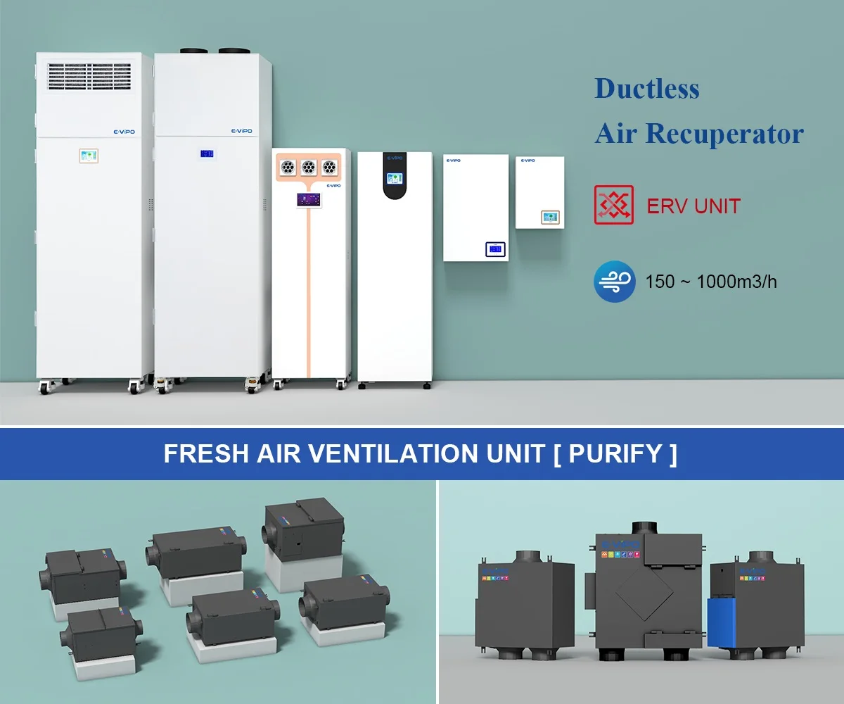 Recuperator Air Heat Recovery Ventilation Unit Fresh Air Fan With HEPA Purifier Ventilation System