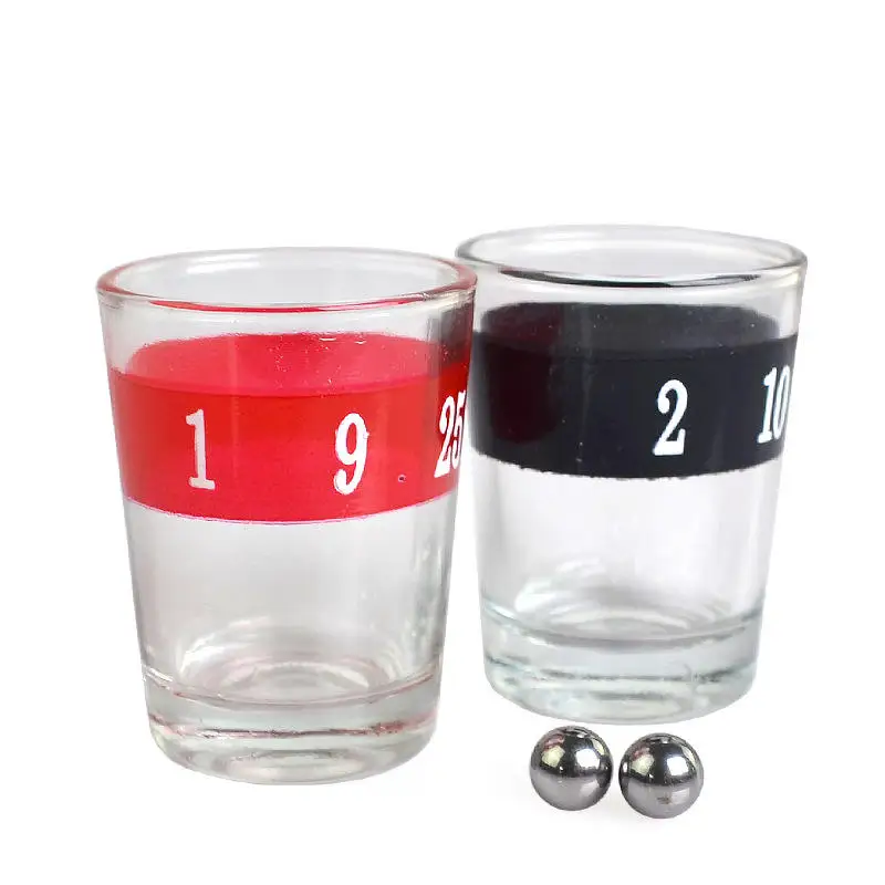 Custom Bar gambling set 16 cup 32 inch glass drinking game lucky shot table casino roulette wheel for adults party