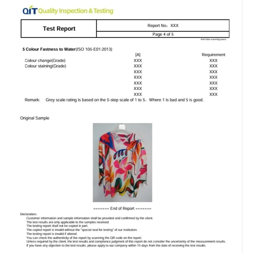 USA  CPSC Phthalates Content Testing Report for Textile and Clothing Products Testing for Exporting