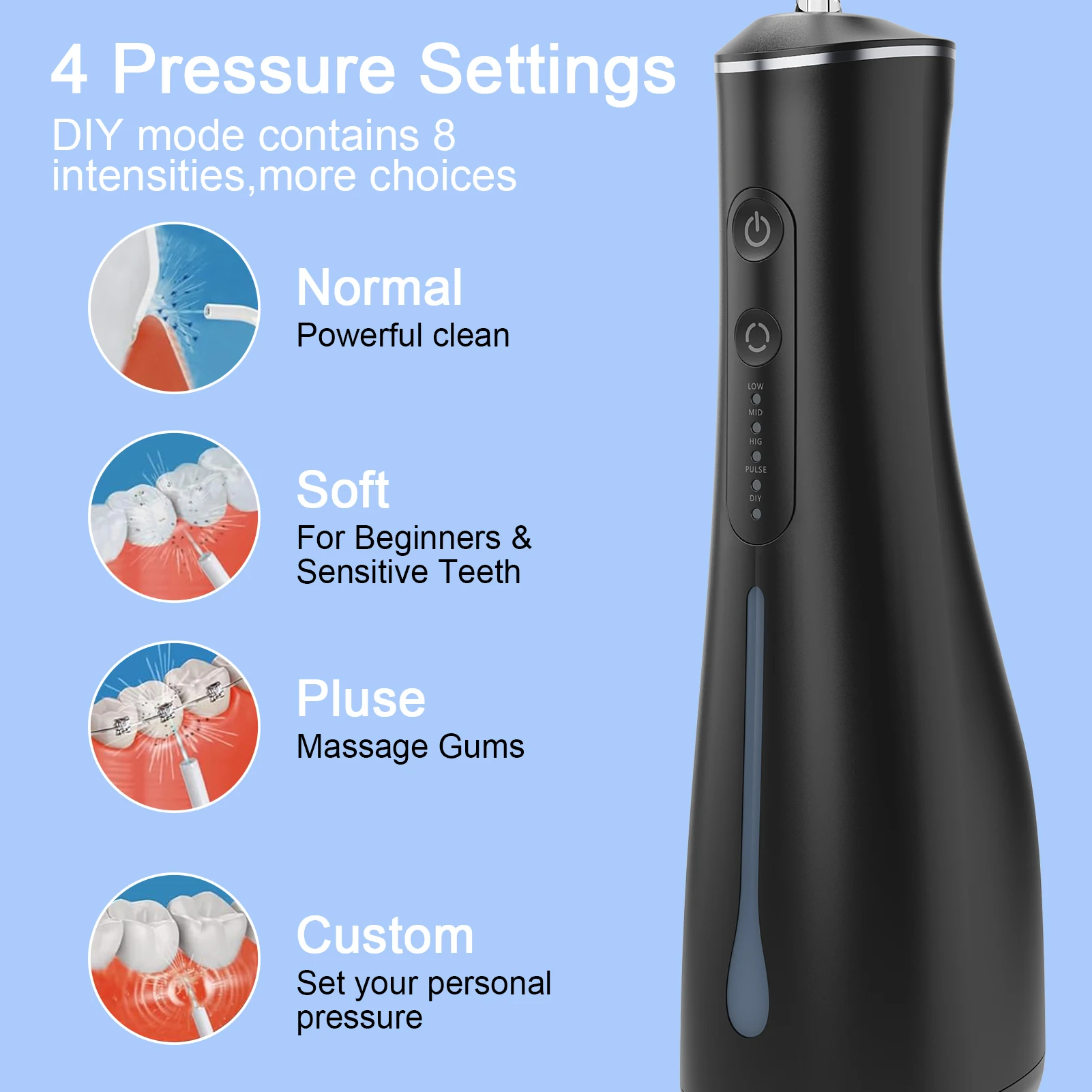 Dental Care Oral Irrigator and Flosser IPX7 Waterproof ABS Material Removes Tooth Stains