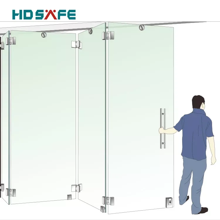 Exterior accordion frameless bifolding glass door stacking stainless steel hinge vertical patio interior folding door hardware