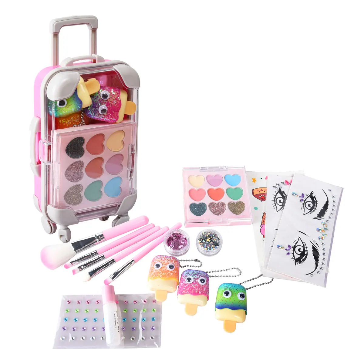 BVL Standard TALC FREE Wholesale Vegan High Pigment Makeup Set Multichrome Pressed Glitter Mini Suitcase Kids Eyeshadow Palette