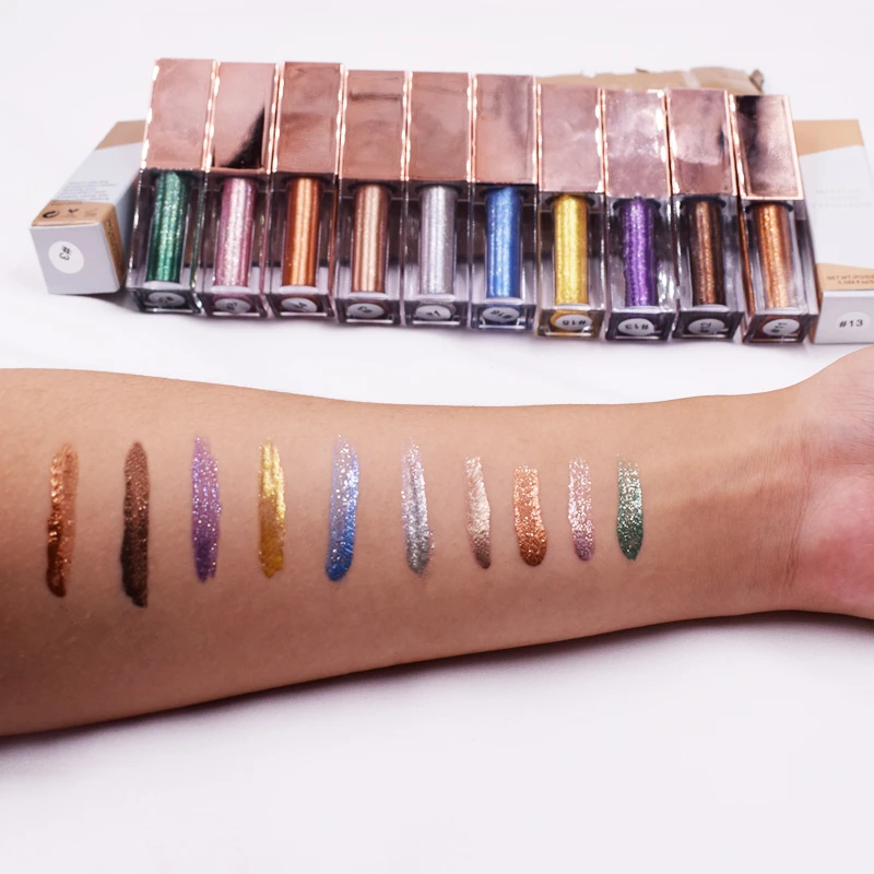 New trending private label 10 colors liquid waterproof glitter eyeshadow fluid makeup colors long lasting shimmer eye shadows