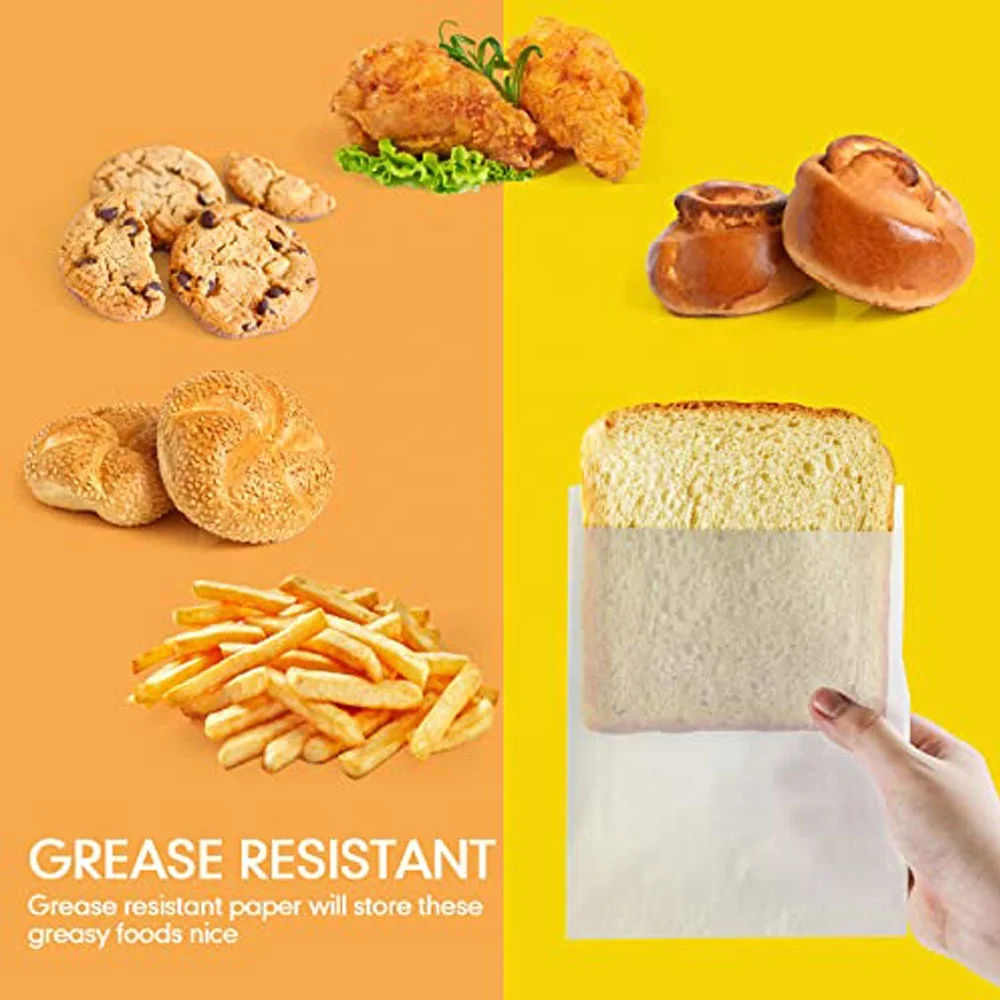 Cheap Disposable White Grease Proof Paper Bag Takeaway Wax Fast Food Grade Packaging French Fries Bags 5 Kg For Sandwich Snack