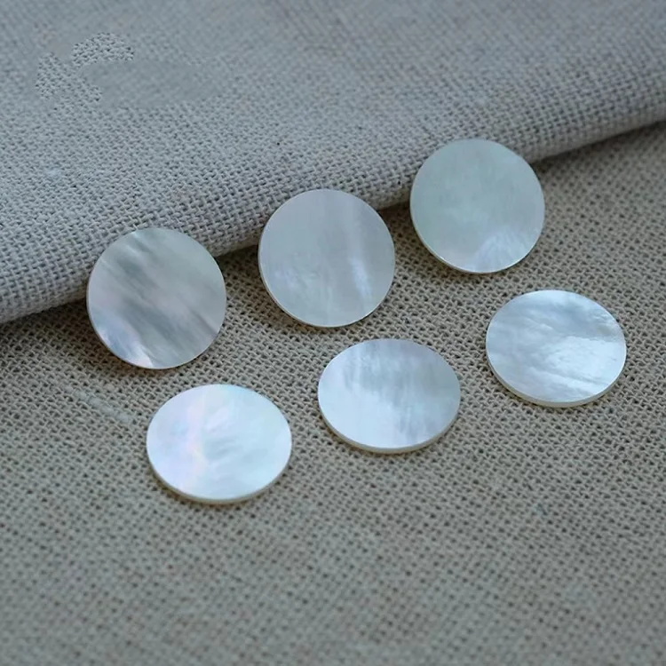 RTS Natural White Mother of Pearl 16mm Round Shape Two Flat Slice MOP Loose Gems for Jewelry