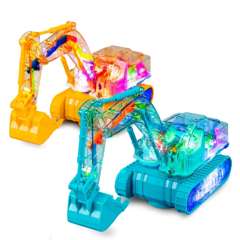 New toys kids universal transparent gear car music lighting engineering toys kids electric mini excavator toy Vehicle