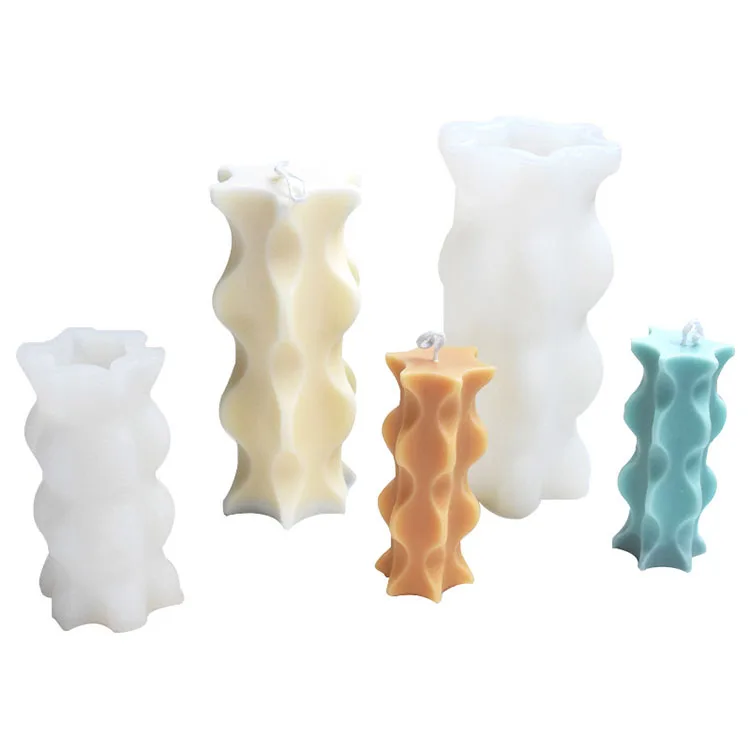 DIY Geometric Wave Column Candle Mould 3D Creative Special-Shaped Strip Column Aromatherapy Gypsum Manual Soap Mould Making Tool