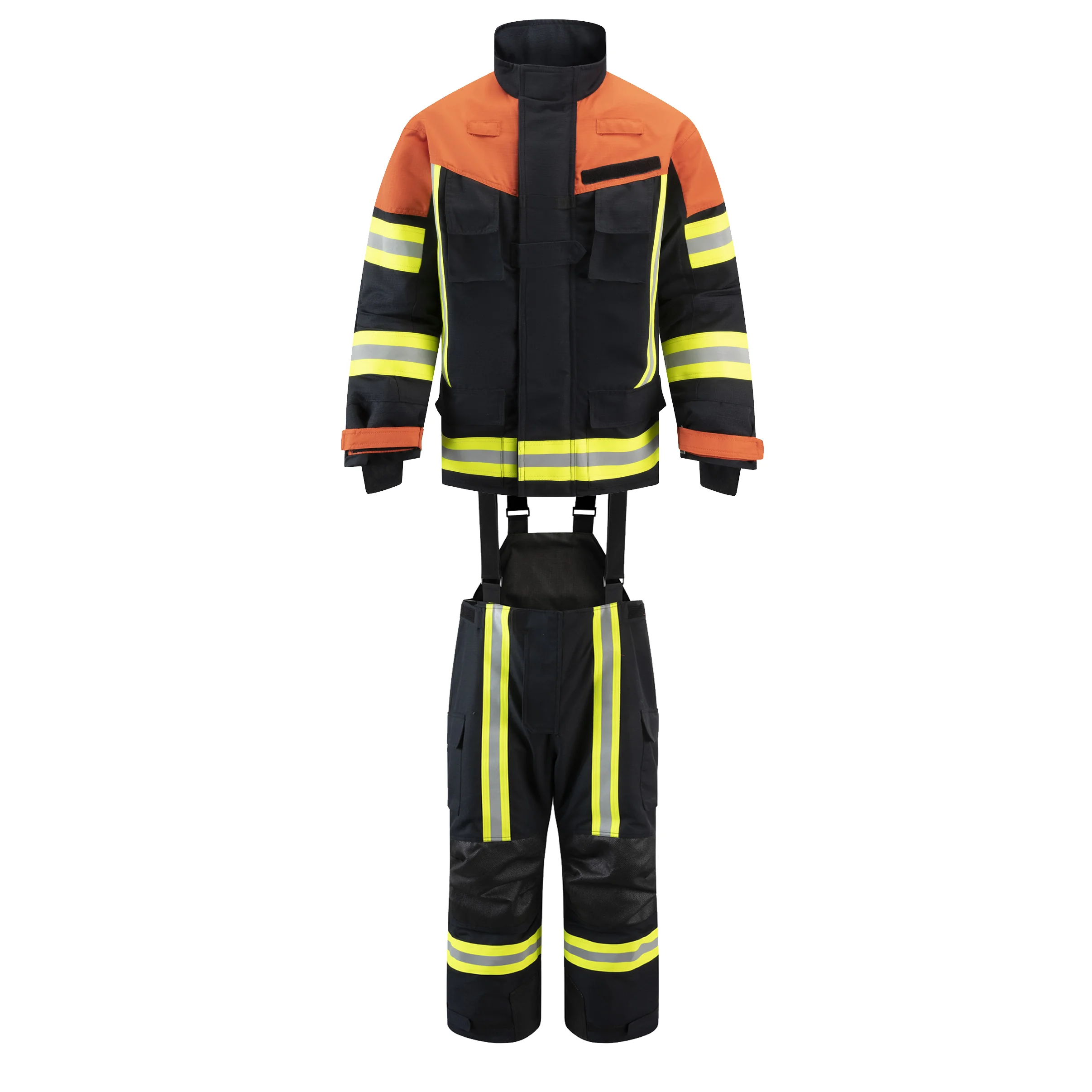 Nomex Aramid Fire Fighting Suits Fireman Uniform for Firefighters EN469 4 Layers 3M Reflective strip Forest fire fighting suit