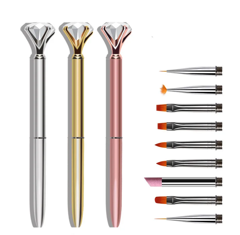 10 in 1 Nail Liner Painting Pen Metal Handle Brush Nail Drawing Brush Multiple Function Nail Art Brush Set Professional