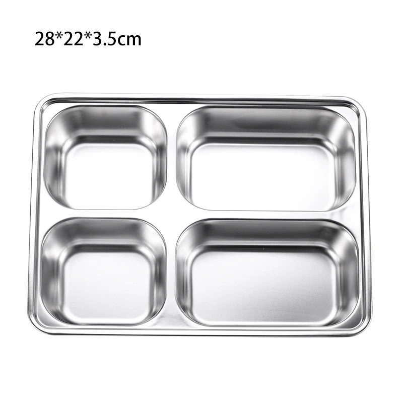 Wholesale Stainless Steel 3/4/5 Compartments Divided Fast Food Tray Divided Dinner Plate With Divider