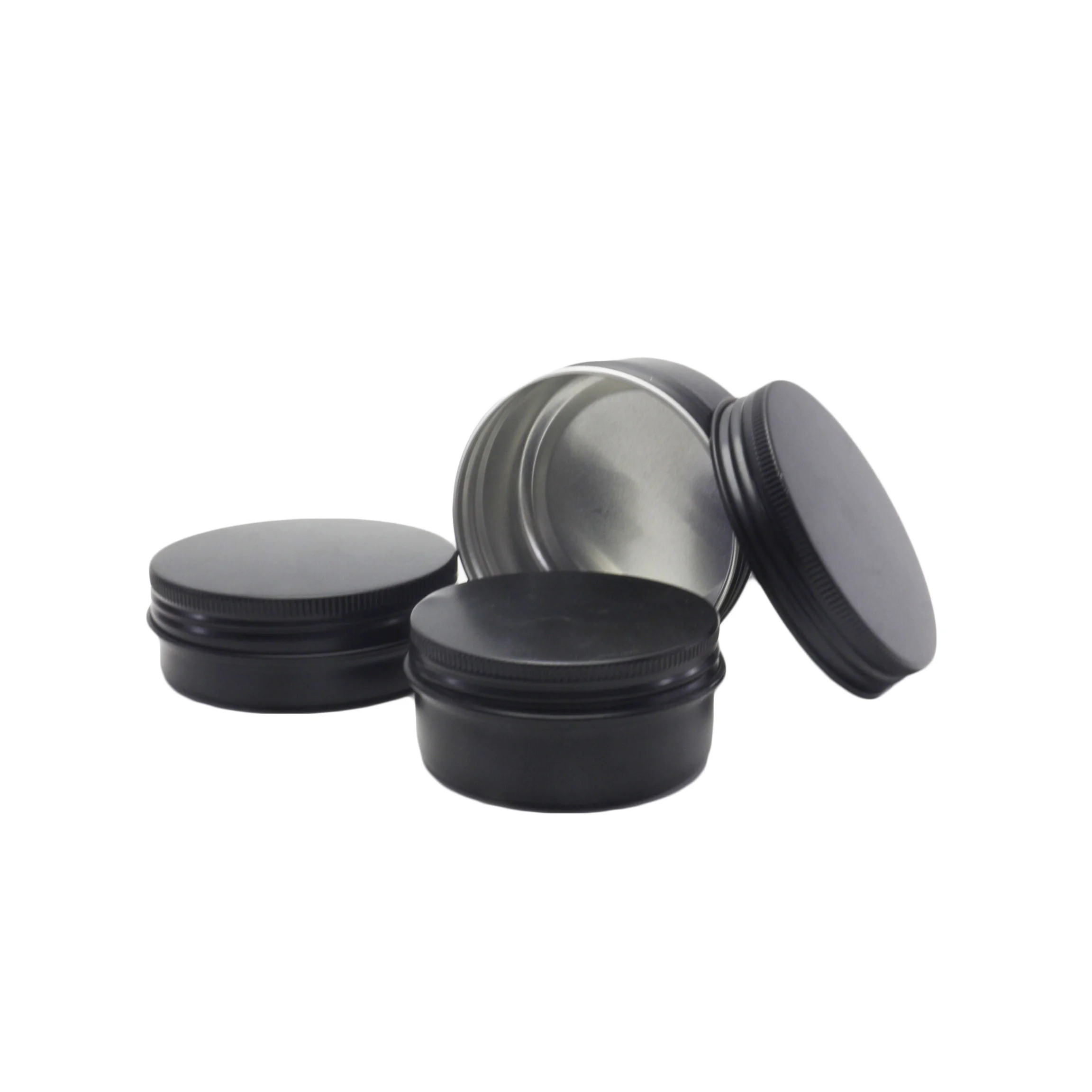 1oz 2oz 10ml 15ml 30ml 50ml 60ml 100ml empty aluminum jar matte black metal tin can with lids