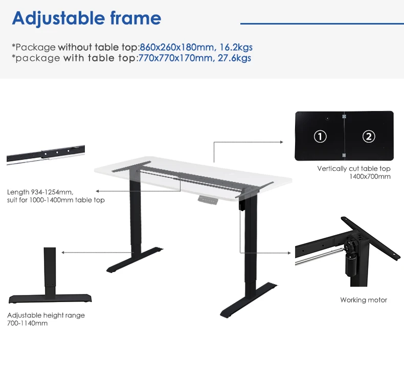 SR2D Modern Single Motor Electric Office Computer Workstation Table Height Adjustable Standing Desk Frame For Home Office Use