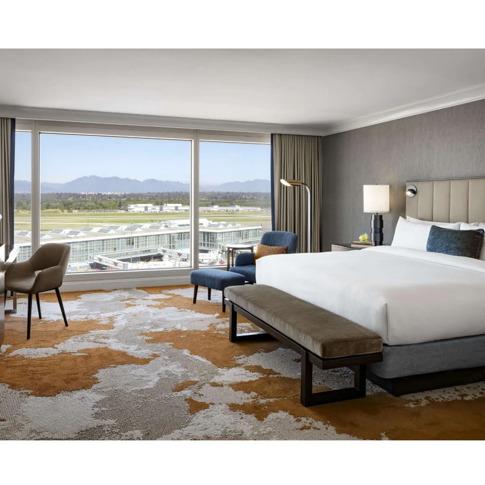 Modern Luxury4 or 5 Star Hotel Guest Room Standard Bedroom Furniture Set Bed Sofa TV Cabinet Dresser Mirror Wooden Furniture