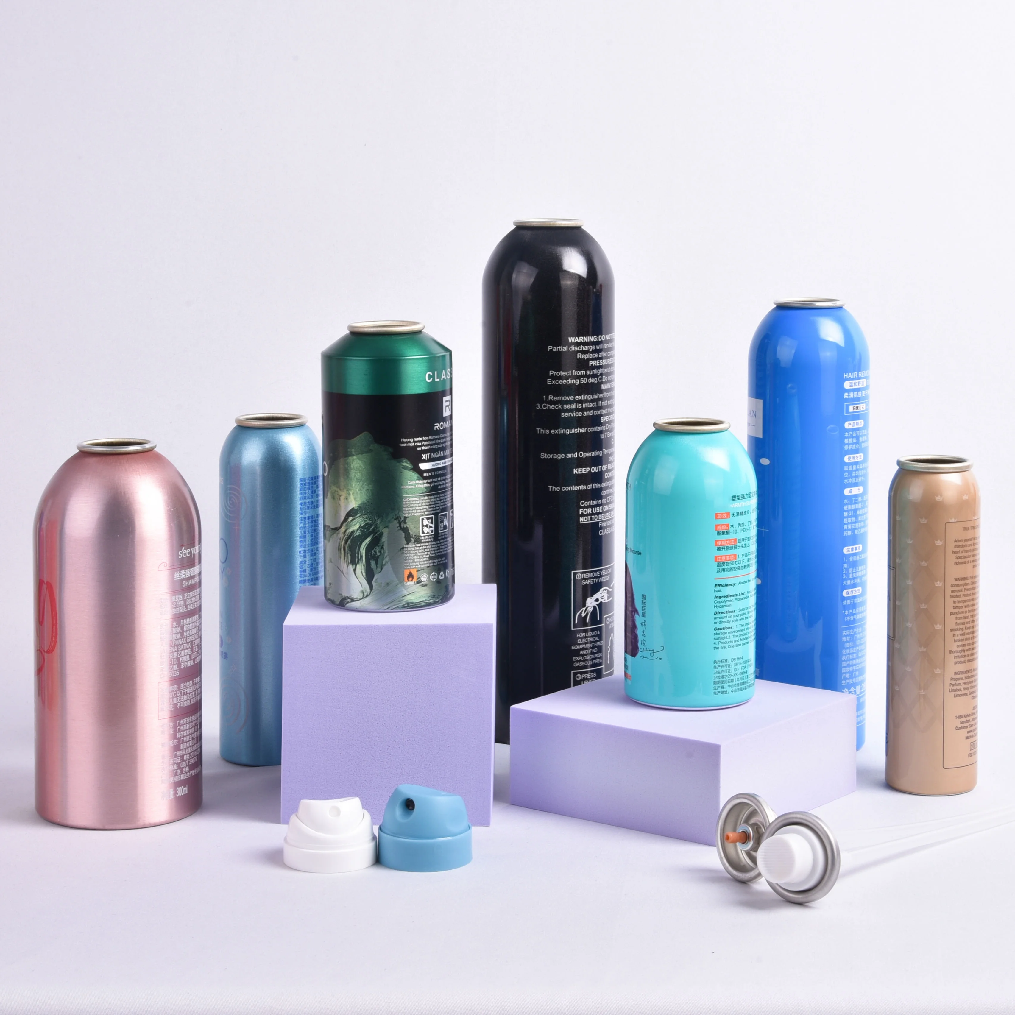 Printing Aluminum Aerosol Can Metal Packaging with Cover 50ml 100ml 150ml Highlight Spray Cosmetic Empty Aerosol Spray Bottles