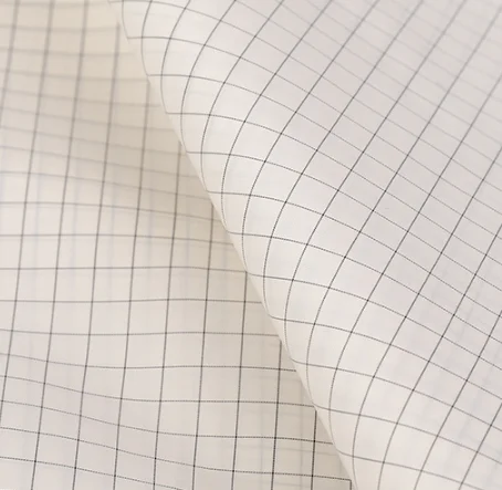 100% Nylon White and Black Plaid Down Jacket Thin Fabric China Supplier