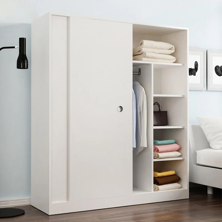 Modular Custom Wooden Panel Design Sliding Door Wardrobe Simple Modern Bedroom Closet Wardrobe Storage Cabinet