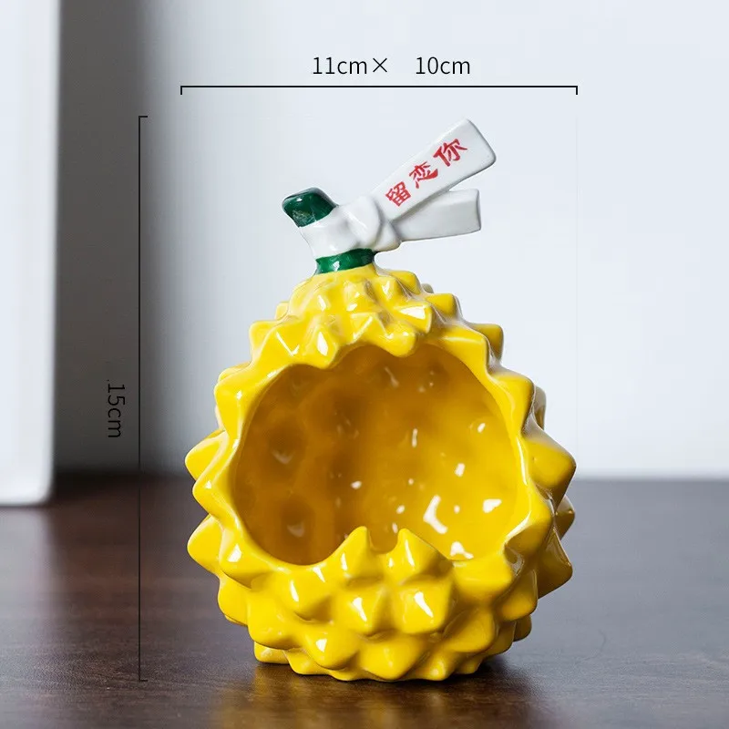 ATY124 Wholesale Creative Cute Durian Desk Ornaments Office Ceramic Ashtray
