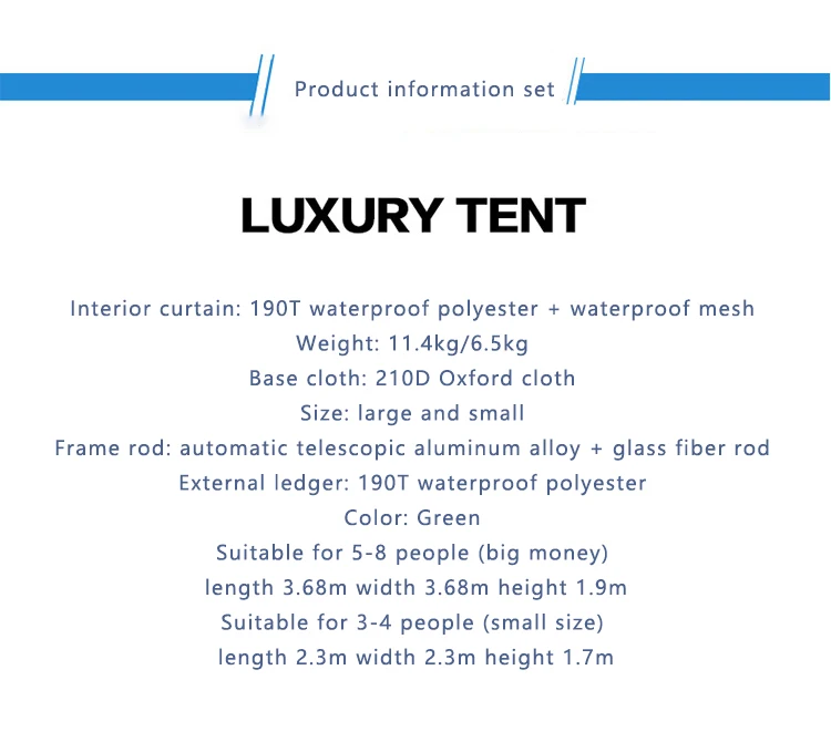 Pu Grade 4 Persons Hexagonal  Tourist Family Automatic Outdoor Waterproof Camping Tent