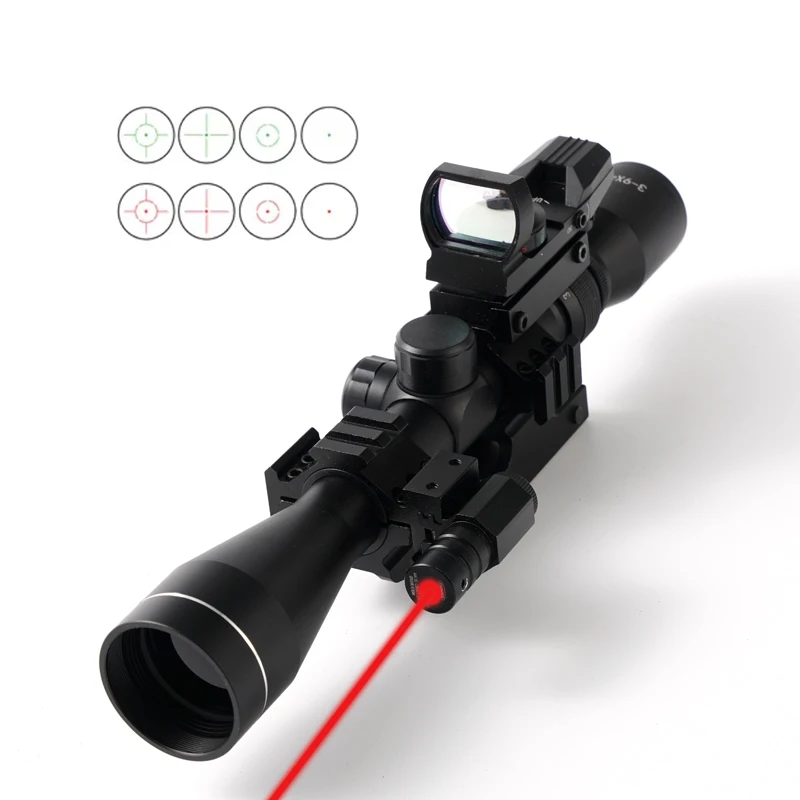 OEM ODM Multi Function Scopes 3-9X40 Combo With 1X22 Mini Parallax Free Red Green Dot Reflex Scope Red Laser Sight