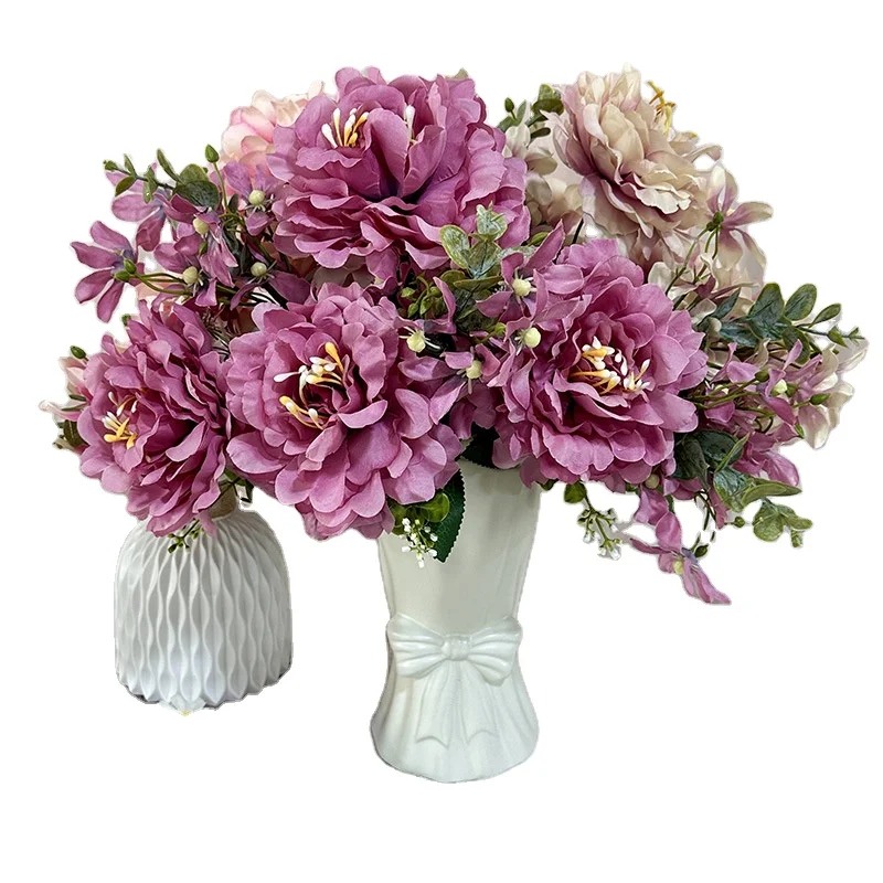 Factory Artificial Flowers Cheap Bulk Manufacturers Direct Selling Middle Rose Romantic Artificial  Flowers for Wedding