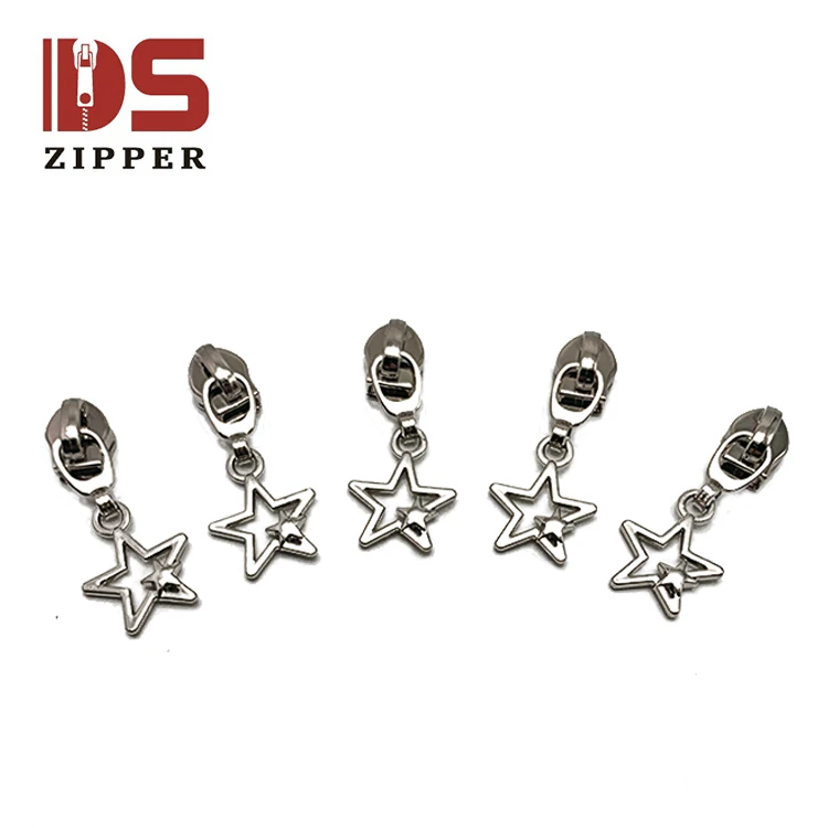 Creative and customizable rainbow color golden star pull tab zipper can be used for nylon plasticzipper