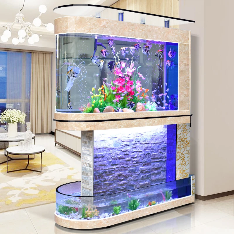 Water Curtain Wall Bullet Fish Tank Artificial Clear Custom Aquarium Fish Tanks