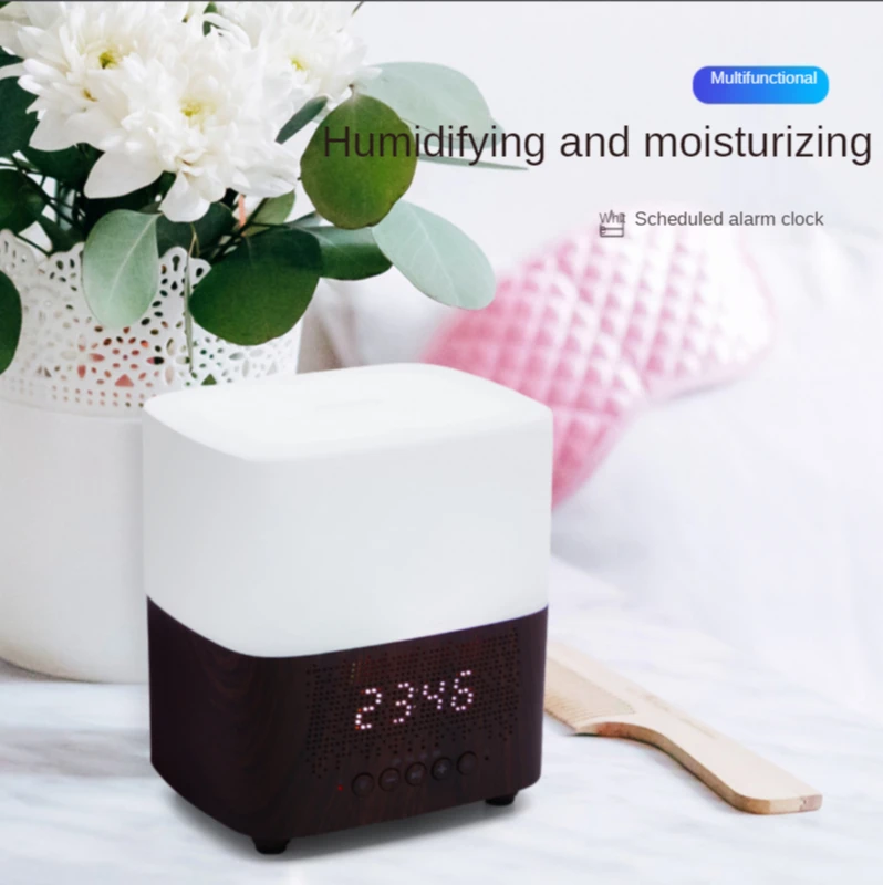Car Portable Mini Fragrance Oil Diffusers Wireless Speaker Air Humidifier RGB Decorate Alarm Clock Night Color Led Strip Lights