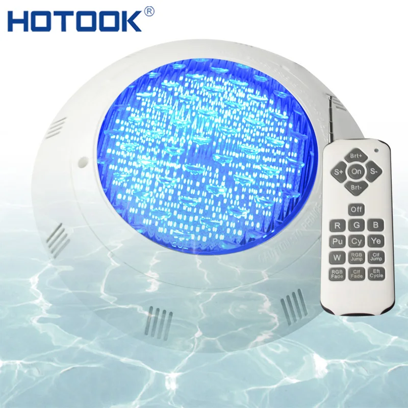 HOTOOK OEM AC DC 12V 18W Nicheless Underwater Lamp Wall Mounted IP68 RGB Remote Controlled LED Swimming Pool Light