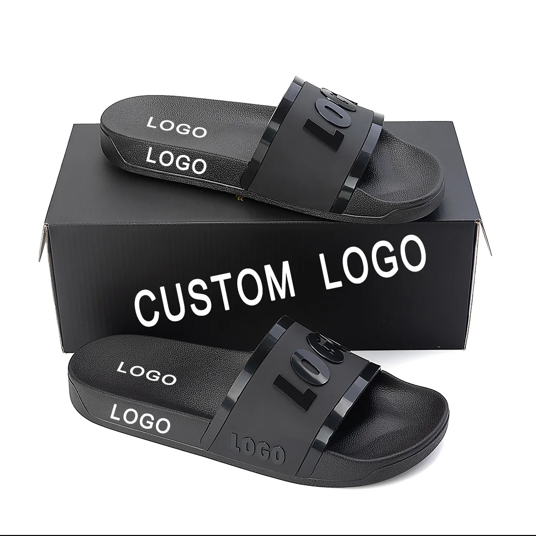 Casual Custom Printed Logo Slipper Mens Prints Logo Sandals Slide Unisex Printed Slide Sandals Cheap Big Size