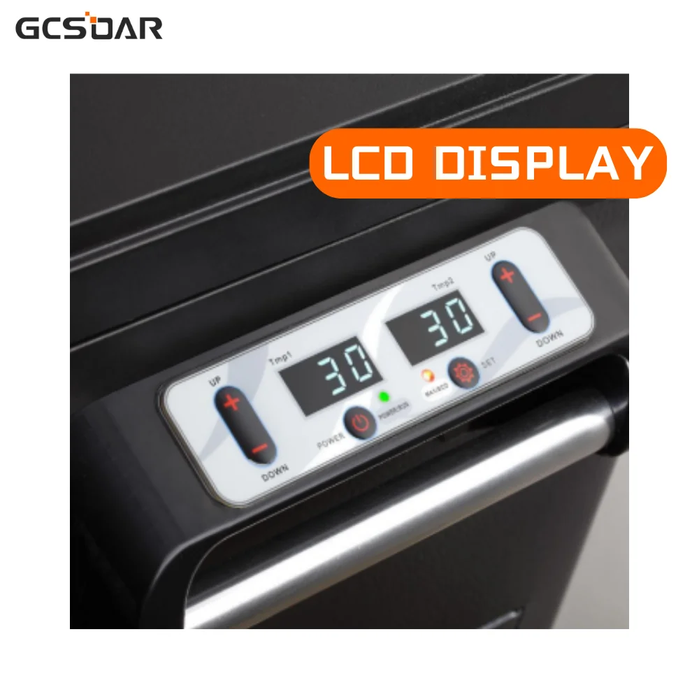 GCSOAR Dual Door LP-35G 30L C5H10/C-Pentane DC 12V/24V OR 110V-240V 45W Mini Portable 30L Car Refrigerator Freezer
