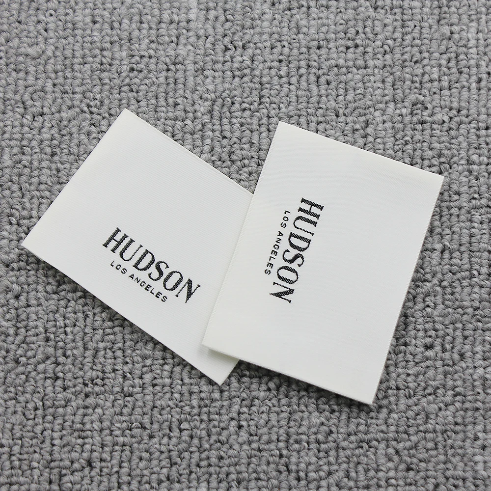 Custom Red Label Clothes Tags For Clothing damask shuttle loom Woven Labels for clothing
