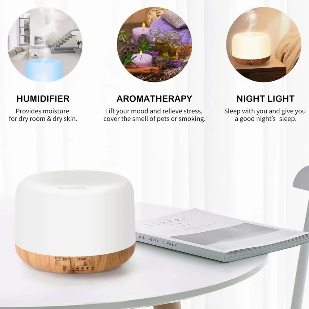 Electric Aroma Diffuser Humidifier Air Freshener Cars 300ML 500ML 1000ML Ultrasonic Cool Mist Maker Fogger LED Essential Oil
