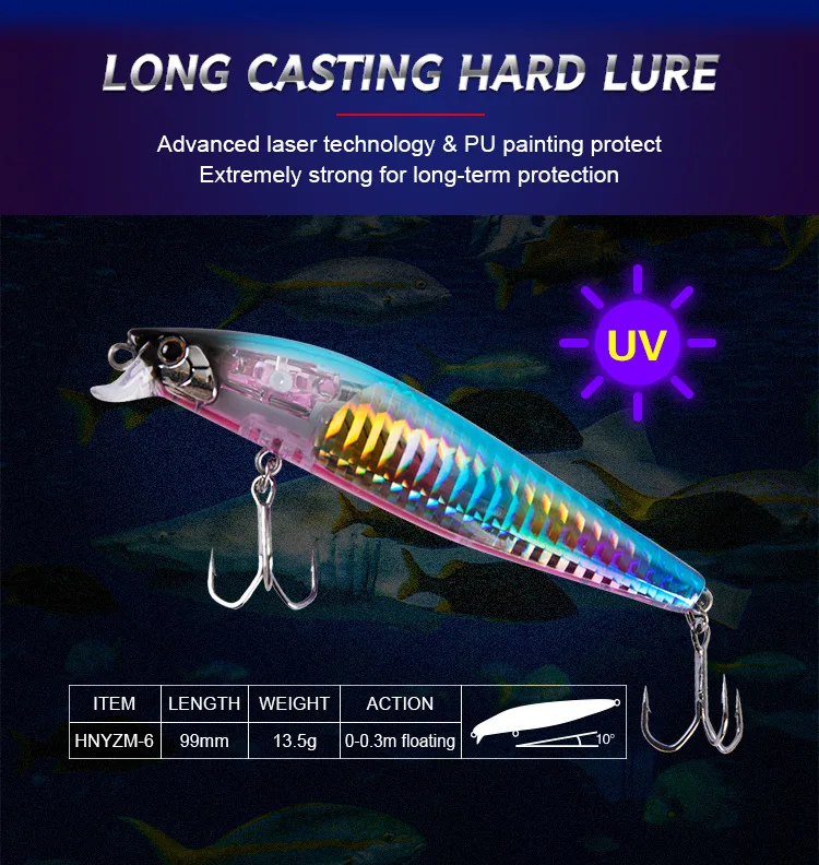 99mm 14g Long Casting Sea fishing hard artificial swim bait minnow Fishing Lure UV Effect Floating Lure