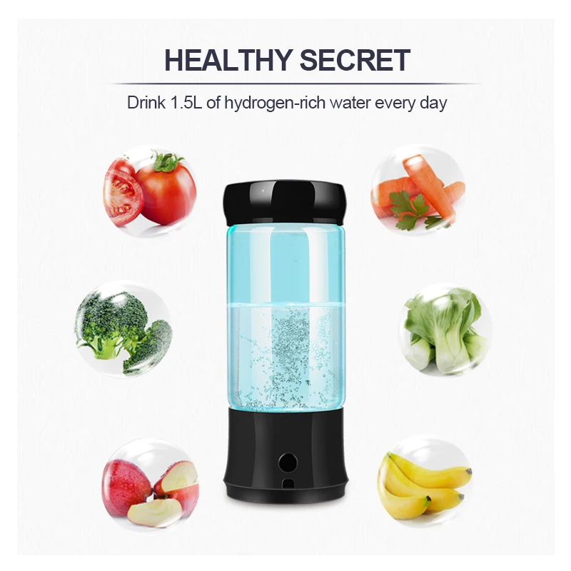 Custom Logo Best SPE PEM Technology Hydrogenated Cup H2 Rich Hydrogen Ion Water Bottle Portable Glass Hydrogen Water Bottle