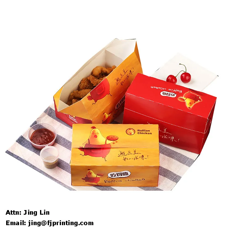 Food grade greaseproof custom printing fast food french fired chicken nuggets packaging paper box