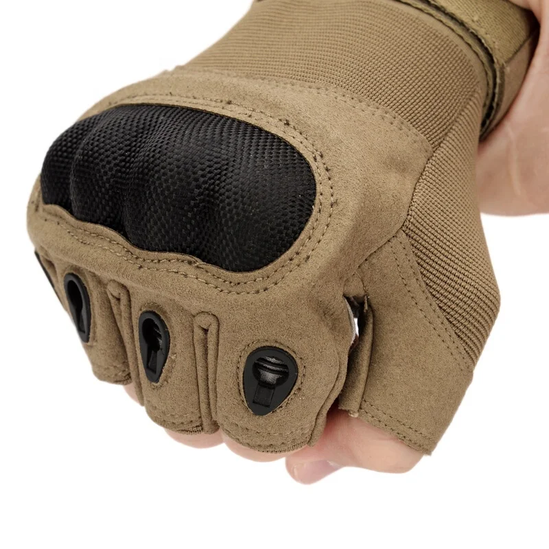 Winter Tactical Paintball Shooting Combat Gloves Anti-Skid Rubber Hard Knuckle Cycling Hiking Half Finger Gloves