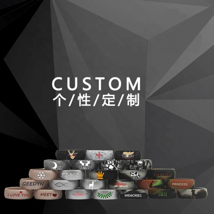 Wholesale Unisex Personalized Custom Laser Engraving Logo Multi Colors Weddings Silicone Rings