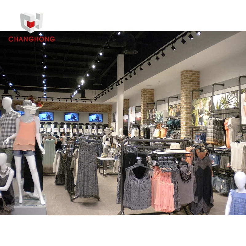 Woman Clothes Store Fixtures Boutique Shop Equipment Display Chrome Display Rack Shop Fitting Garments Clothes Shop Fitting