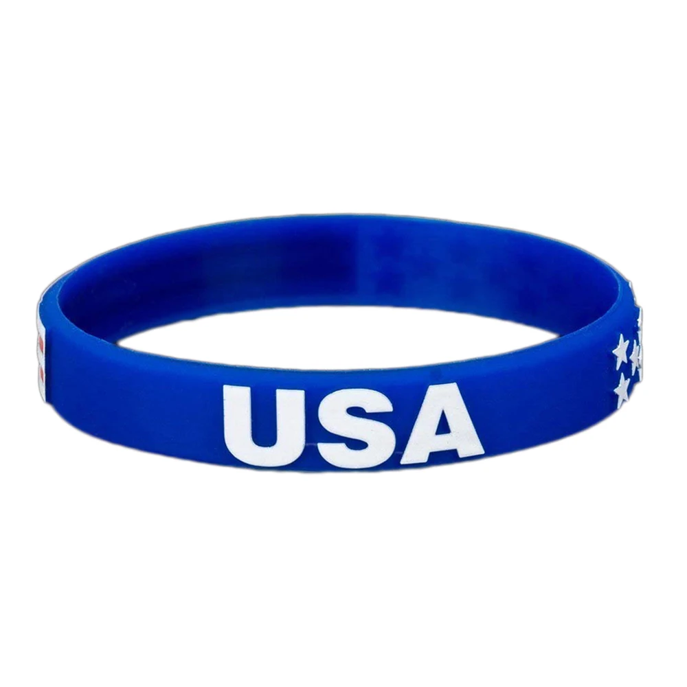 
USA Flag Silicone Bracelet American Flag Wristband With Stripes And Stars 
